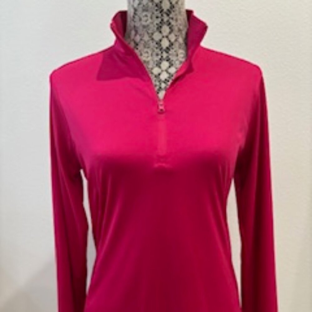 Sport-Tek Fuchsia 1/4 Zip Long Sleeve Pullover Top, Size Small